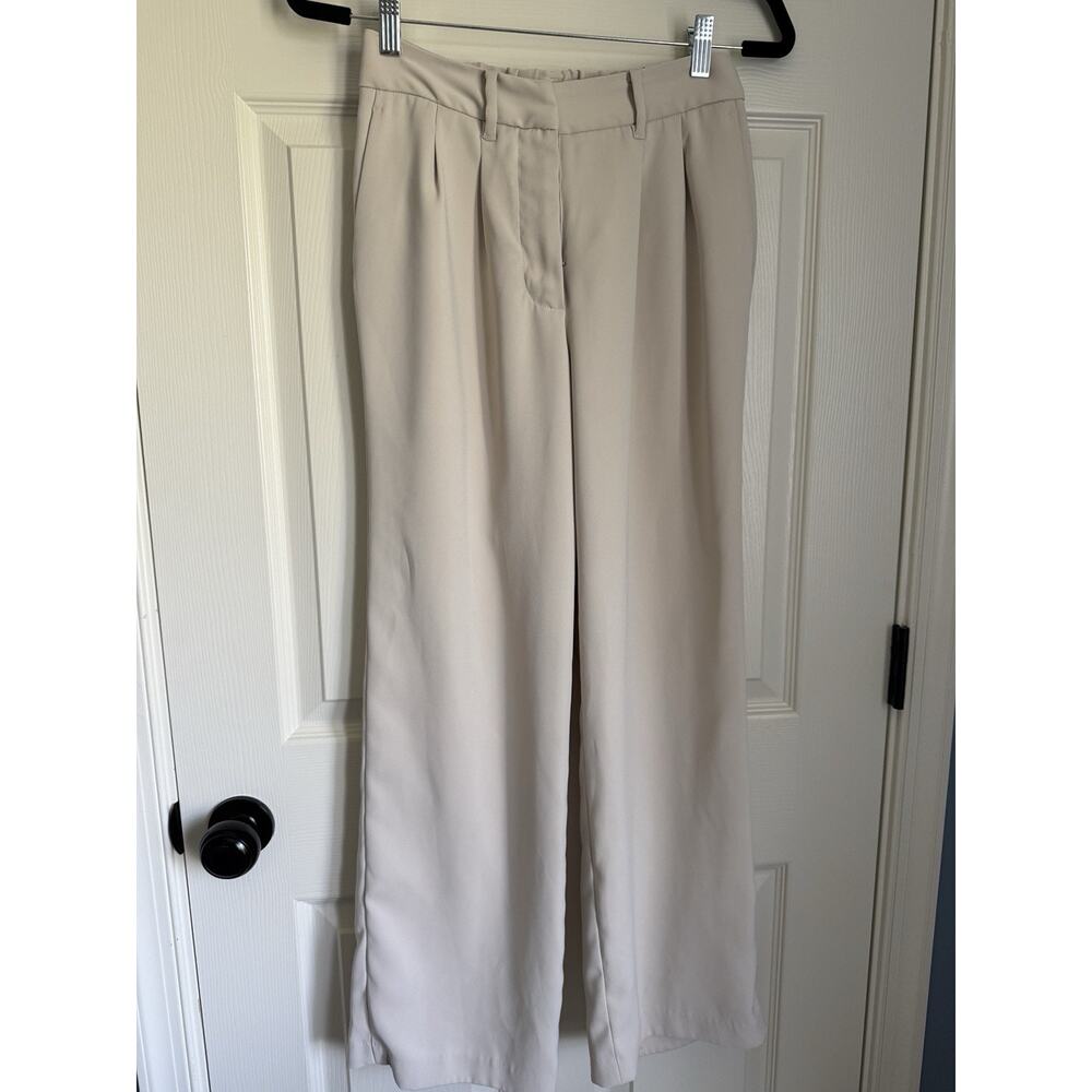 Quince Light Cream Wide-Leg Trousers